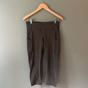 Lululemon Speed Up Crop 21" Dark Olive Green High Rise Leggings Women’s Size 8